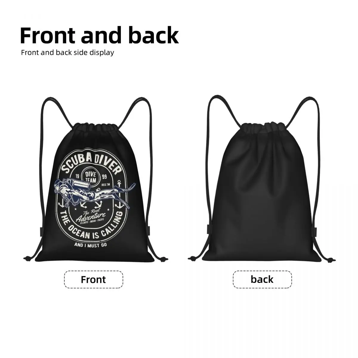 Custom Dive Diver Scuba Diving Drawstring Backpack Bags Men Women Lightweight Gym Sports Sackpack Sacks for Shopping