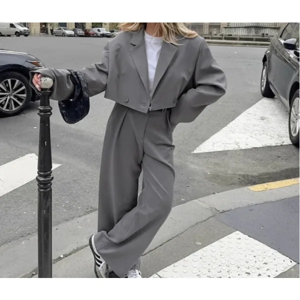 

Женский комплект в стиле ретро, брюки, осень-весна 2024, новый модный свободный повседневный пиджак с длинными рукавами и удобные брюки, костюм из двух предметов