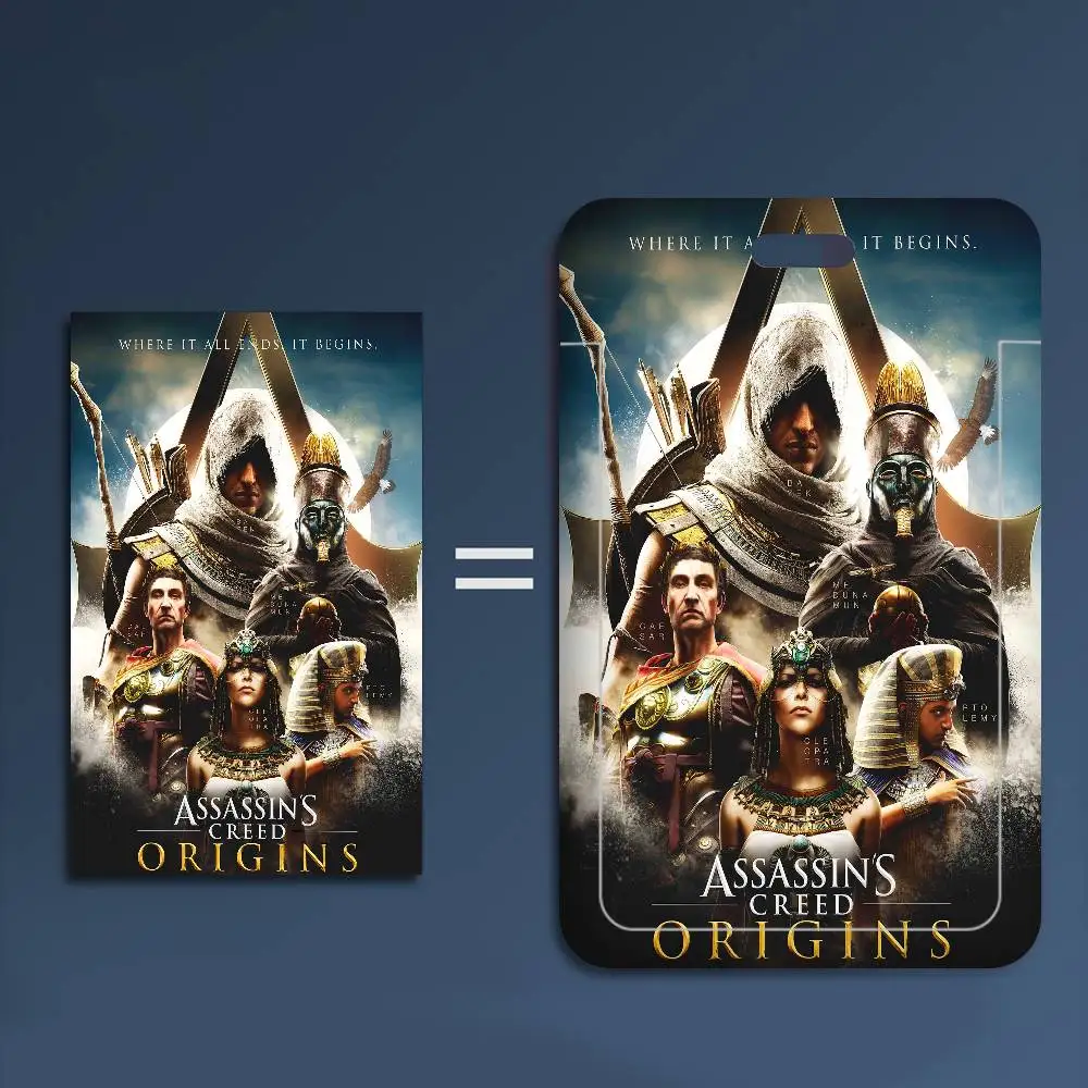 Porta Tarjetas de Identificación con Diseño de Assassin's Creed, 1 Pieza, para Tarjetas de Trabajo, Porta Credenciales con Cordón, para Hombres y Mujeres