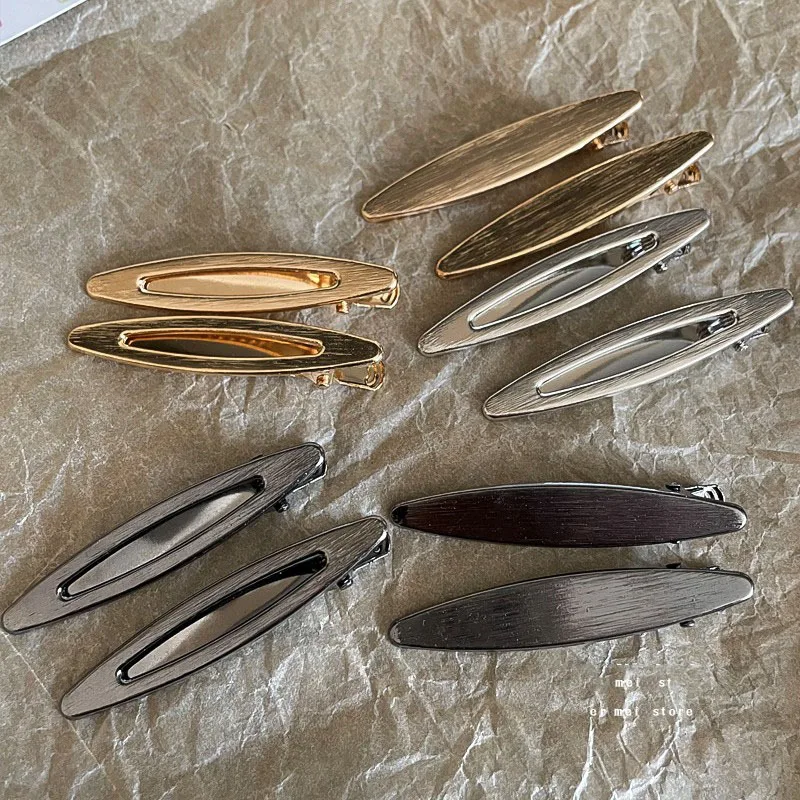 Korean Shape Side Makeup Small Hairpin Hair One-word Duckbill Female Hairpin Cut Out Gold and Silver Clip