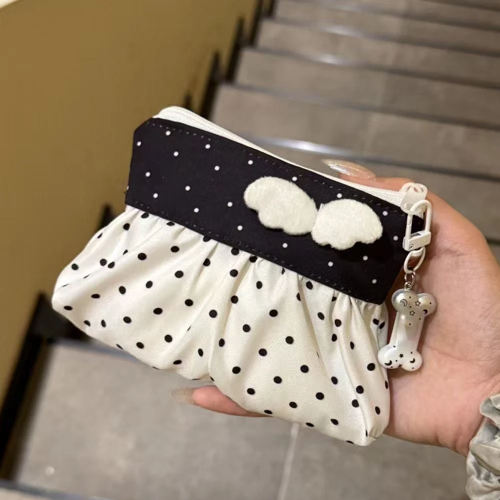 Kawaii Münzbörse Koreanische Polka-Dot-Aufbewahrungstasche Niedliche 3D-Flügel-Mini-Kartenhülle Tragbare Münzbörse Schlüsseltasche Kopfhörertasche Geschenk – Detail 1