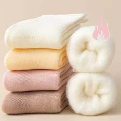 Women Cashmere Socks Winter Thickened Warm And Cold Resistant Medium Tube Socks Solid Color Simple Sleep Floor Socks