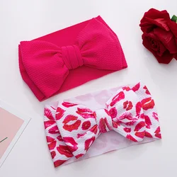 2Pcs/Lot Valentine's Day Bullet Baby Headbands Heart Lips Hair Bows Hairbands Party Gifts Kids Girls Headwraps Headwear