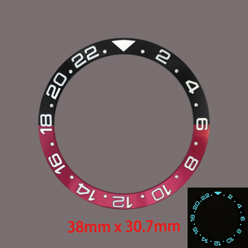 Cincin Sisipan Bezel Aluminium Miring Bercahaya 38Mm Cocok untuk GMT SKX007 SKX009 SRPD SUB NH35 NH36 Jam Tangan Pergerakan Bagian Cincin Bezel