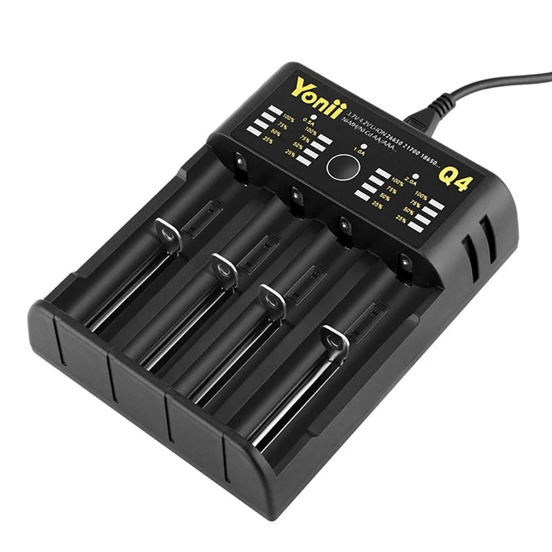 18650 Charger 4 Slot Usb 21700 Aa Aaa 26650 Smart Lithium Battery Nimh Battery Independent Charger