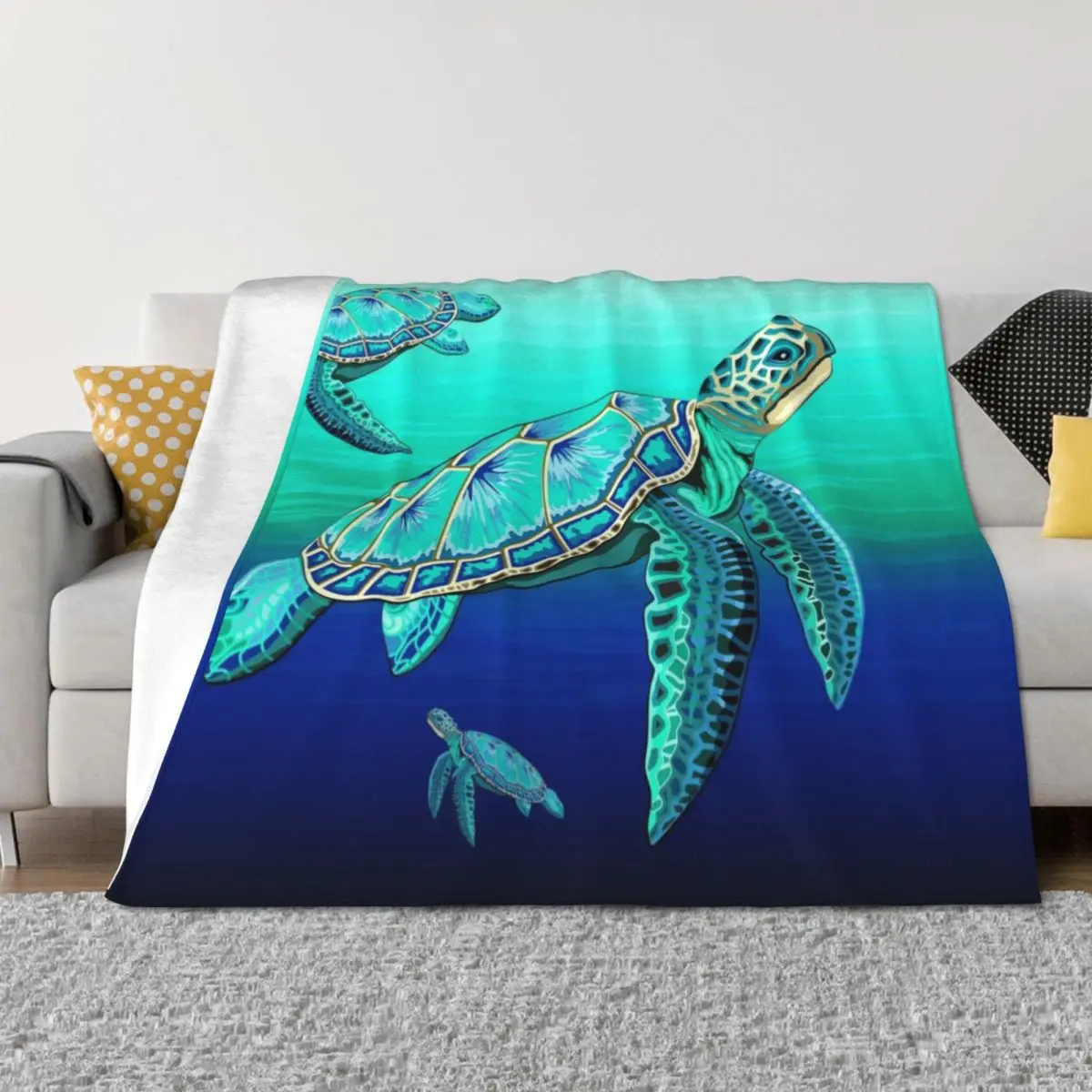 

Sea Turtle Turquoise Oceanlife Throw Blanket Sofa Throw Bed blankets ands For Decorative Sofa Blankets