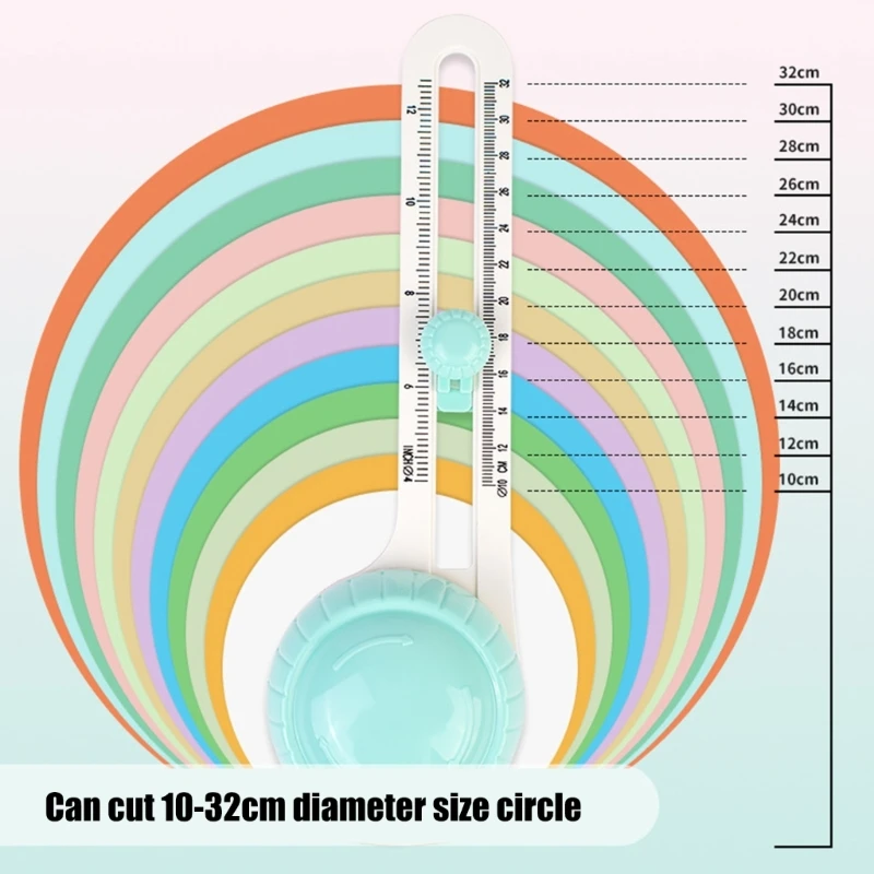 Rotating Paper Round Cutter, Double Scale Circular Cutter for Cards Making Scrapbooking, Cutting Diameter 4'' to 12.6''