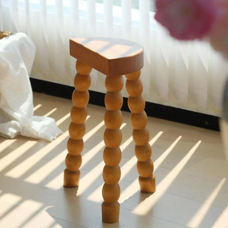 Solid wood small tea edge sofa round table bedside table retro French minimalist short
