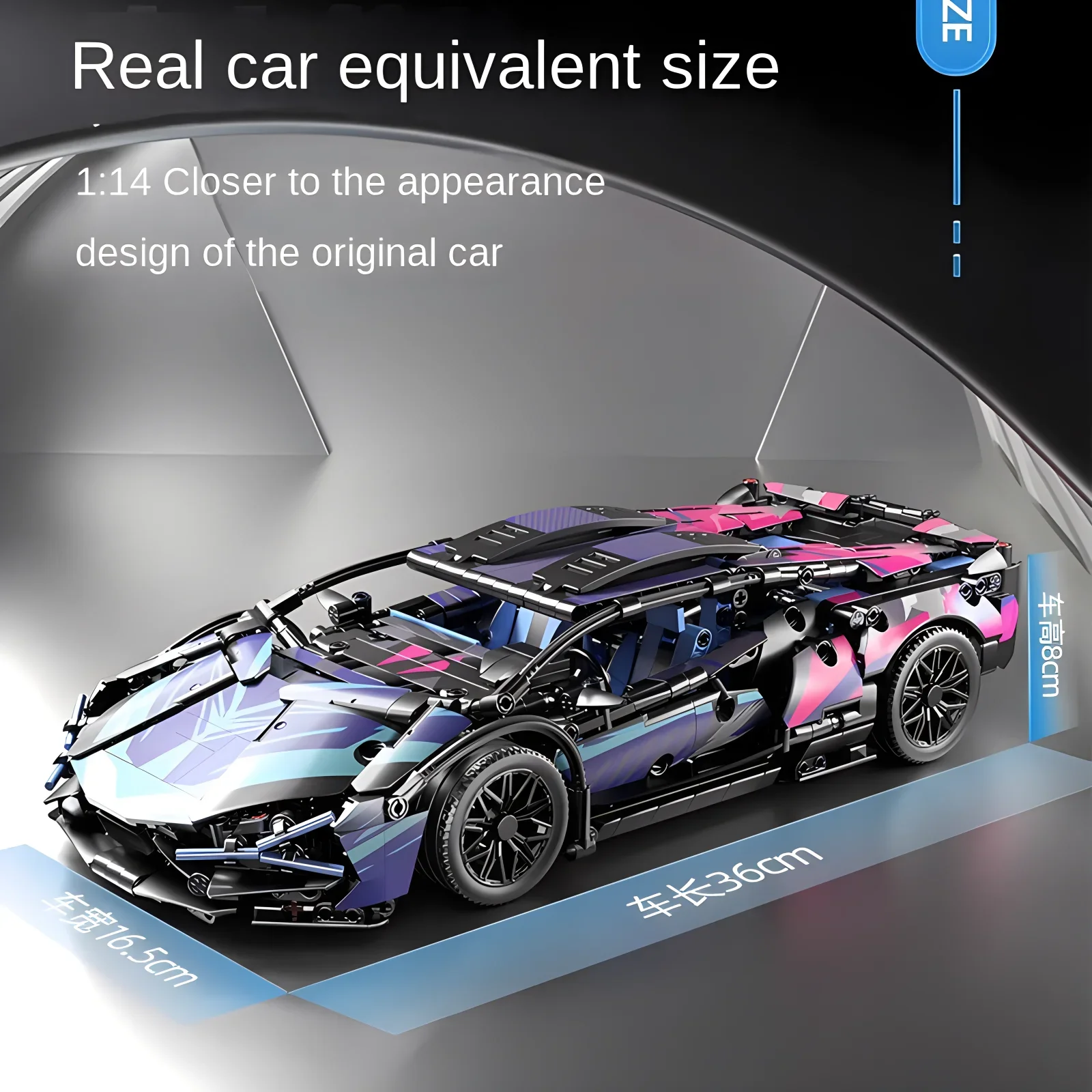 Technische Rennsportwagen Modellbausteine Technik Erwachsene 1:14 DIY Supercar Ziegel Puzzle Spielzeug Kind Erwachsene Geschenk (1314 + Granulat)