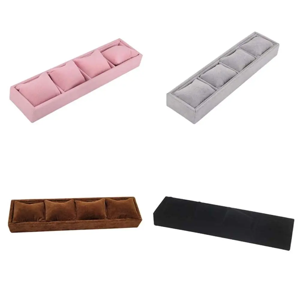 Wristwatch Case Watch Display Holder Bracelet Watch Storage Organizer Flannelette Cloth Jewelry Displays Case 4 Grids Collection