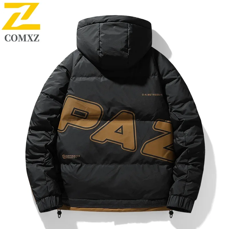 COMXZ الرجال أسفل سترة فاخرة مقنعين الكورية نمط خفيفة الوزن الدافئة سترة الترفيه التخييم الباردة مقاومة الشتاء أسفل معطف #5
