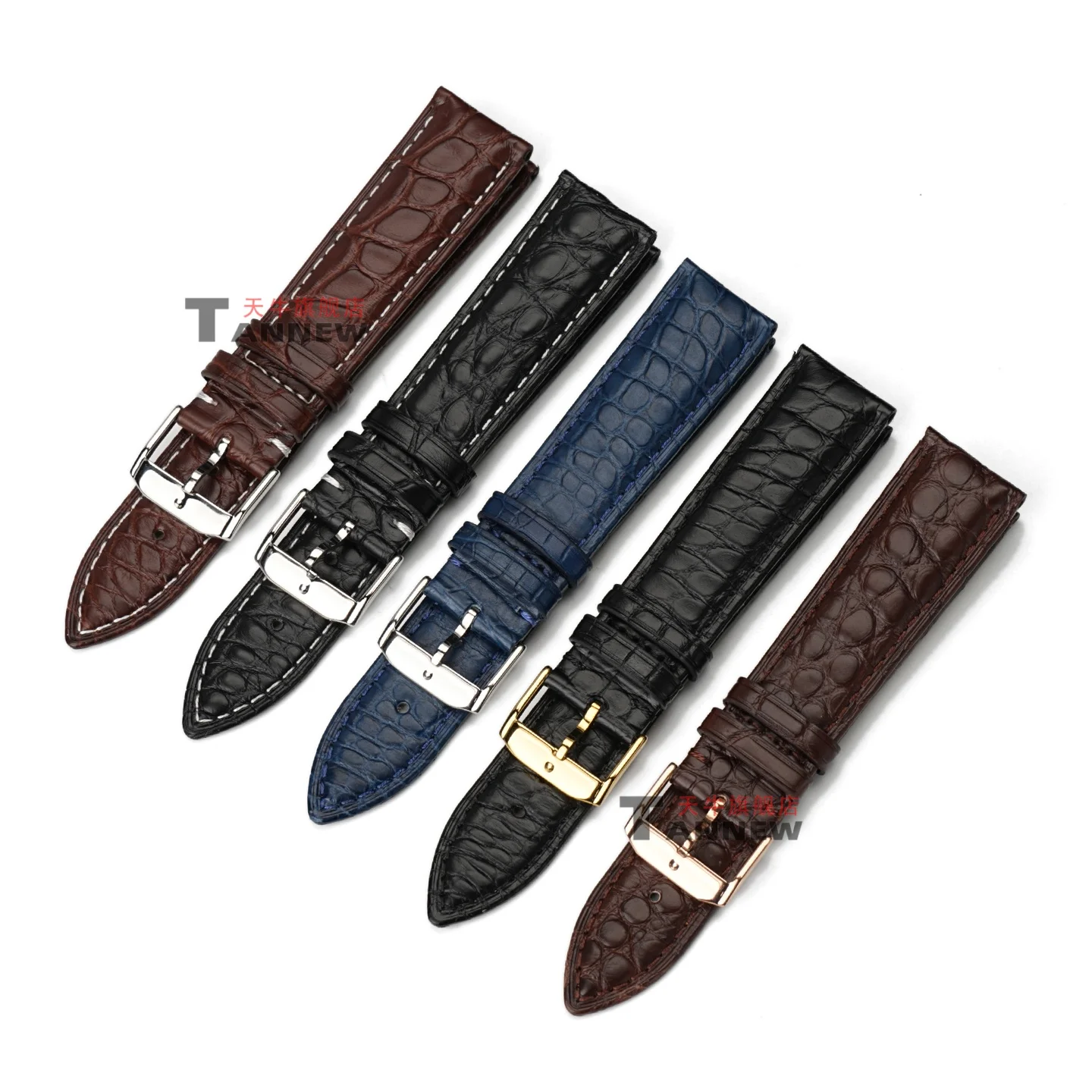 モバド-ミュージアム-0607194-606088-ストラップ-15mm-21mm-本物のアリゲーターレザー時計バンド-ブラックブラウン-交換用クロコダイルスキン