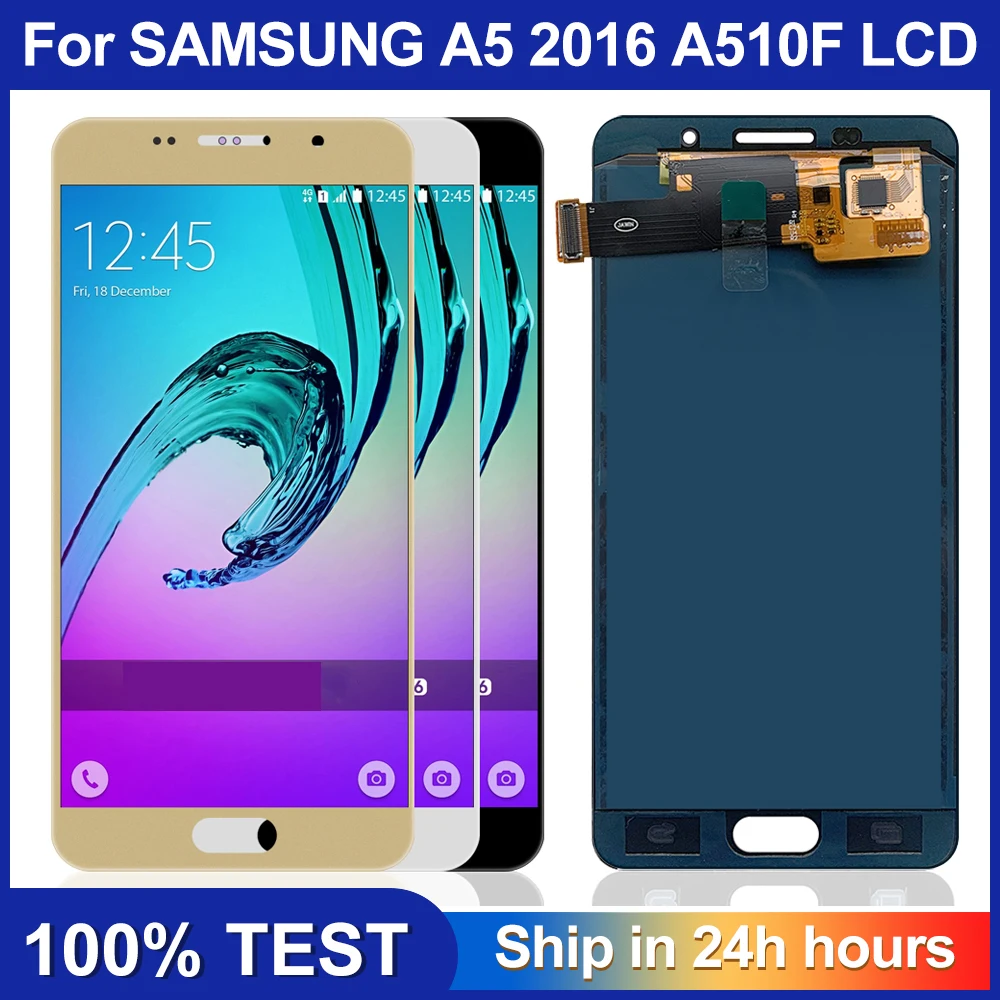 100% Tested For Samsung Galaxy A5 2016 A510F A510M LCD Display Touch Screen Digitizer Assembly for Samsung A510 LCD Replacement