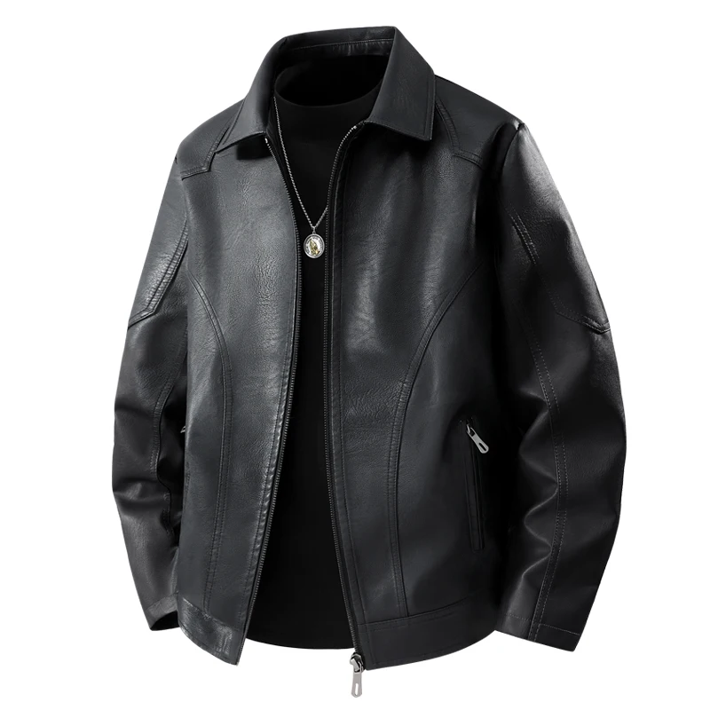 Весенне-осенняя мягкая кожаная куртка, мужской топ, красивый повседневный воротник, модный, теплый, универсальный, индивидуальный, модный, элитный