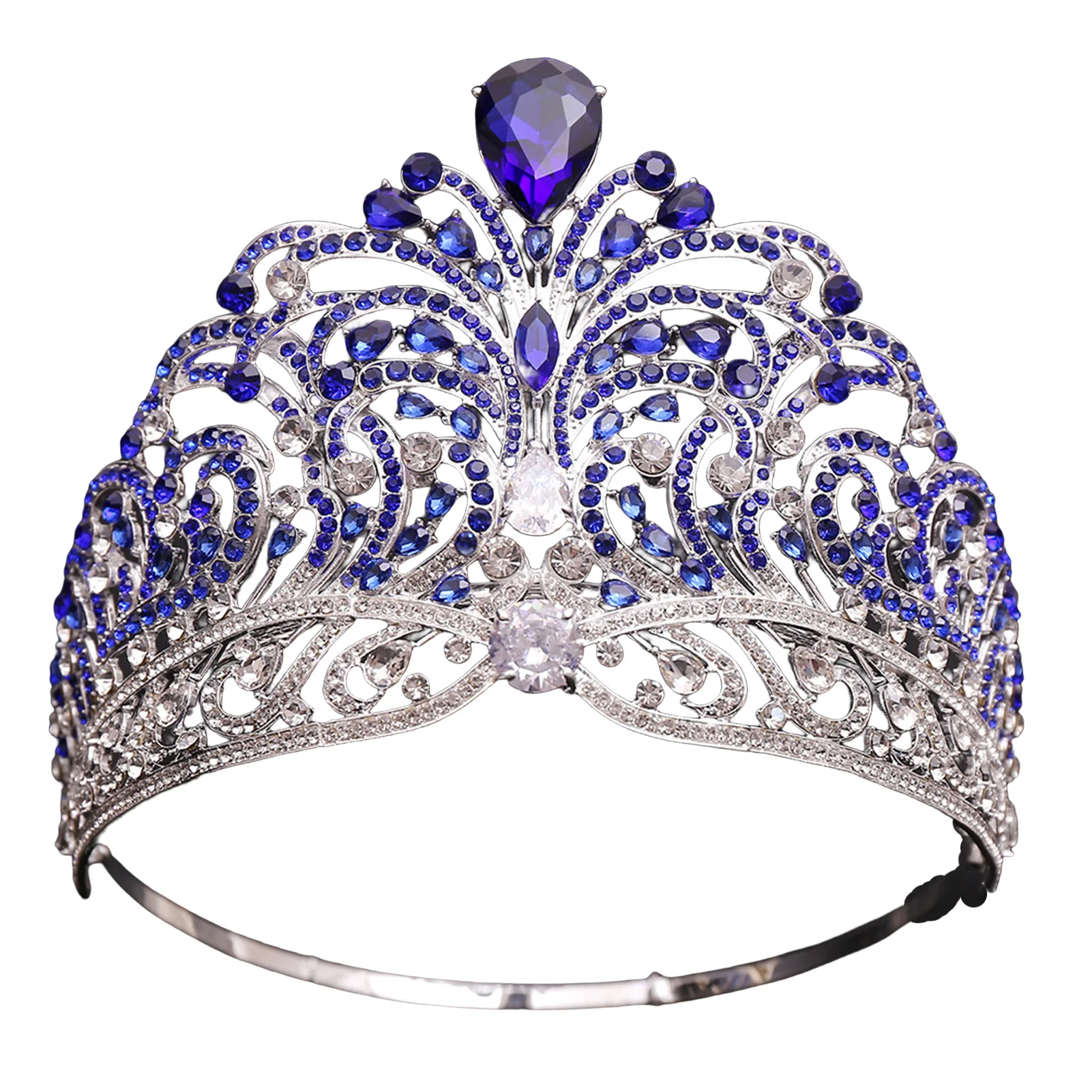 Corona de Tiara de boda de lujo, adornos de desfile de diamantes de imitación de circón de Color redondo para baile de Mascarada, banquete de Cosplay