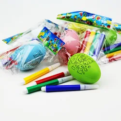 6 PCS DIY Creative Cartoon Cute Painting Coloring Egg Toy Prize Birthday Party Gift Bag Pitana Filler