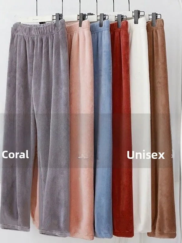 

Осень-зима, свободные повседневные брюки на подкладке для женщин, верхняя одежда, удобная домашняя одежда, мужские прямые брюки с талией...