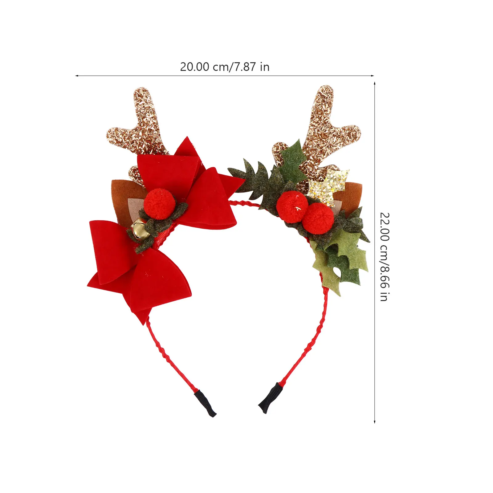 

2pcs Antler Headband Bowknot Hair Clip Barrette Party Hoop Christmas Headdress Reindeer Xmas Kids Accessories Safe Materials