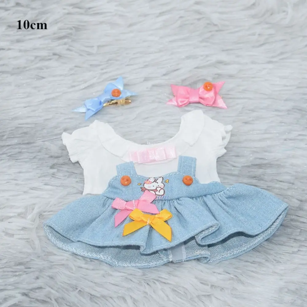 Vêtements mignons en coton beurre avec chapeaux, salopette en jean, jupe, belle robe de princesse, accessoires de poupées, mode