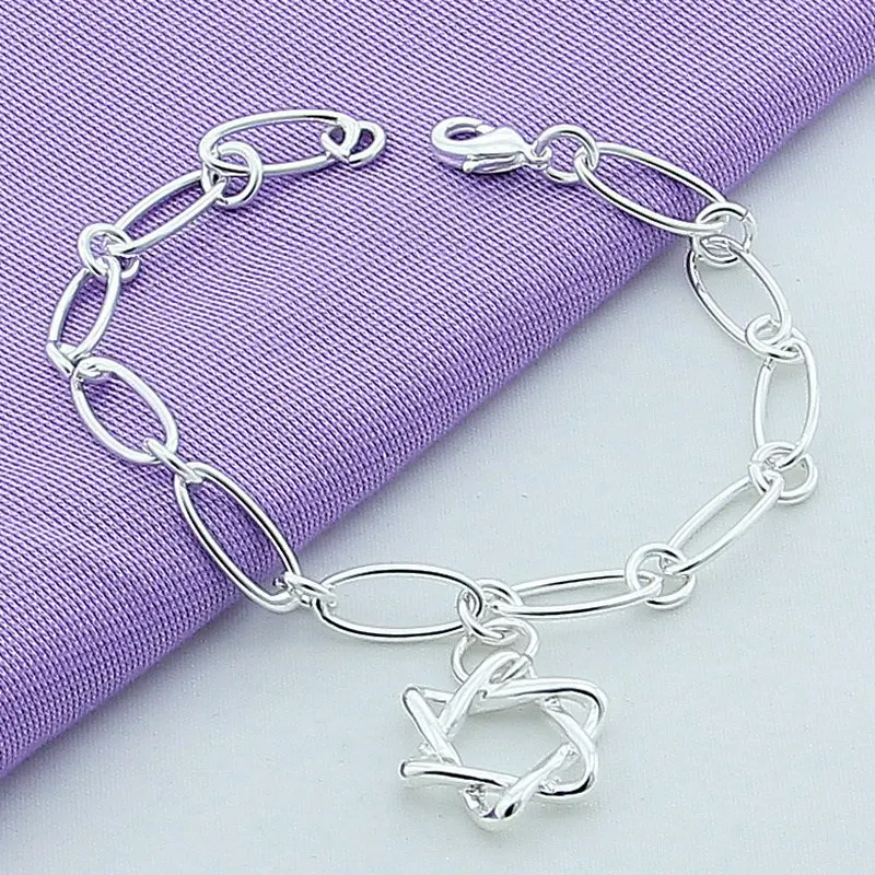 Armband aus 925er-Sterlingsilber, sechszackiges Stern-Armband, Damenmode, einfaches Armband, Geburtstag, Hochzeit, Jahrestag, Schmuck, Geschenk