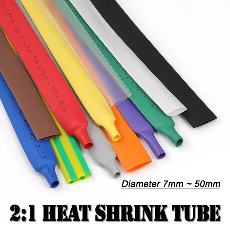 3meters 2:1 Shrinkage Ratio Heat Shrink Tube Diameter 7 8 9 10 12 15 20 25 30 35 40 50mm Polyolefin Insulated Cable Sleeving