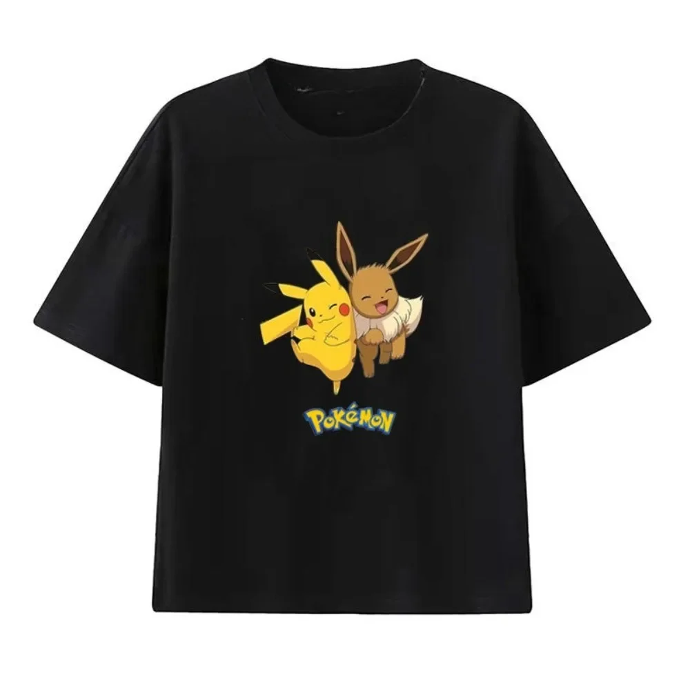 

Мужская футболка с принтом Pokémon Eevee Handheld Game Cartoon Print, летняя свободная футболка с короткими рукавами, трендовый топ больших размеров для мужчин и женщин
