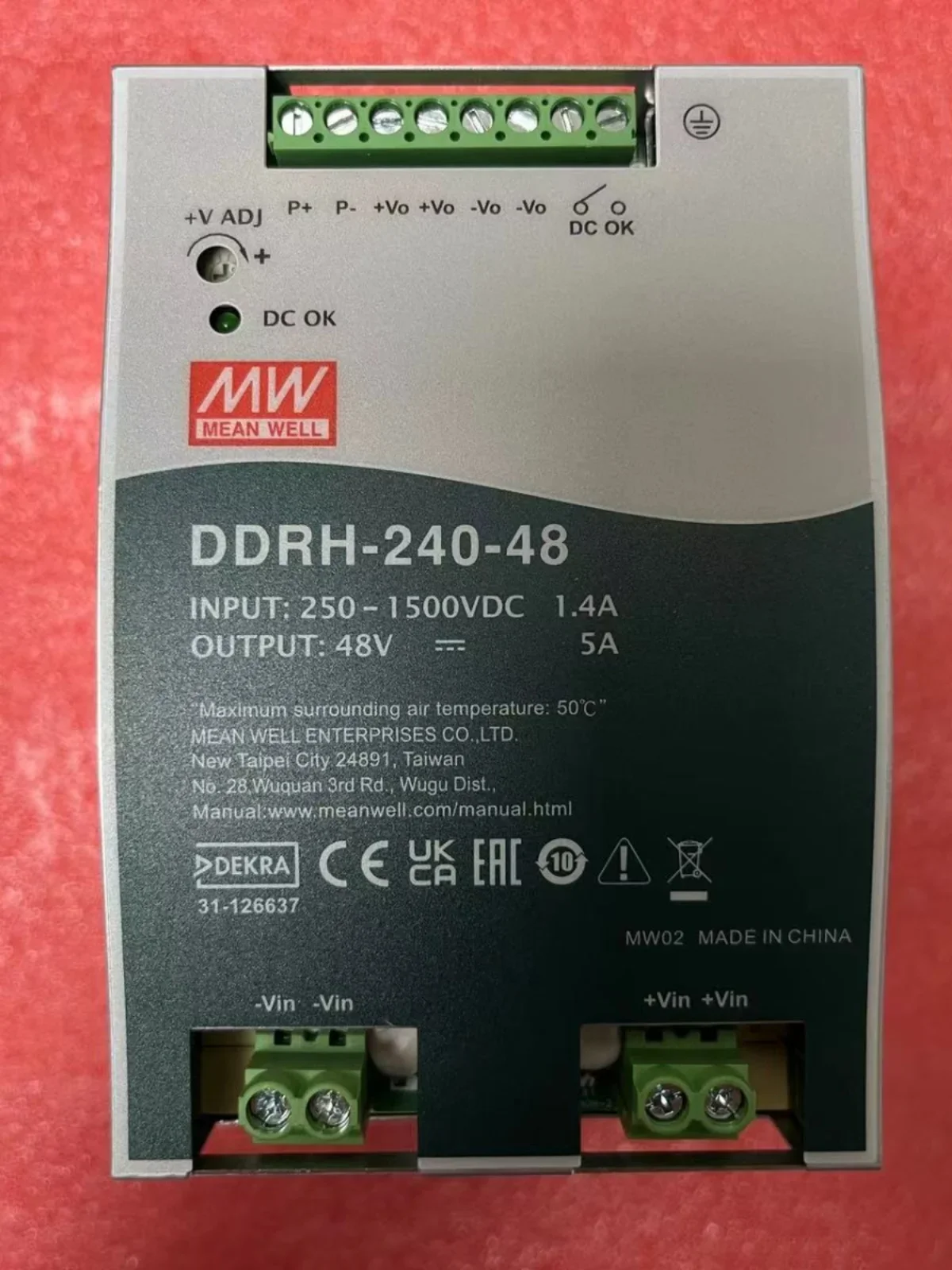 Mingwei Switching Power Supply DDRH- 240-12/24/36/48V Ultra Wide Range Input Rail Type DC-DC Power Supply