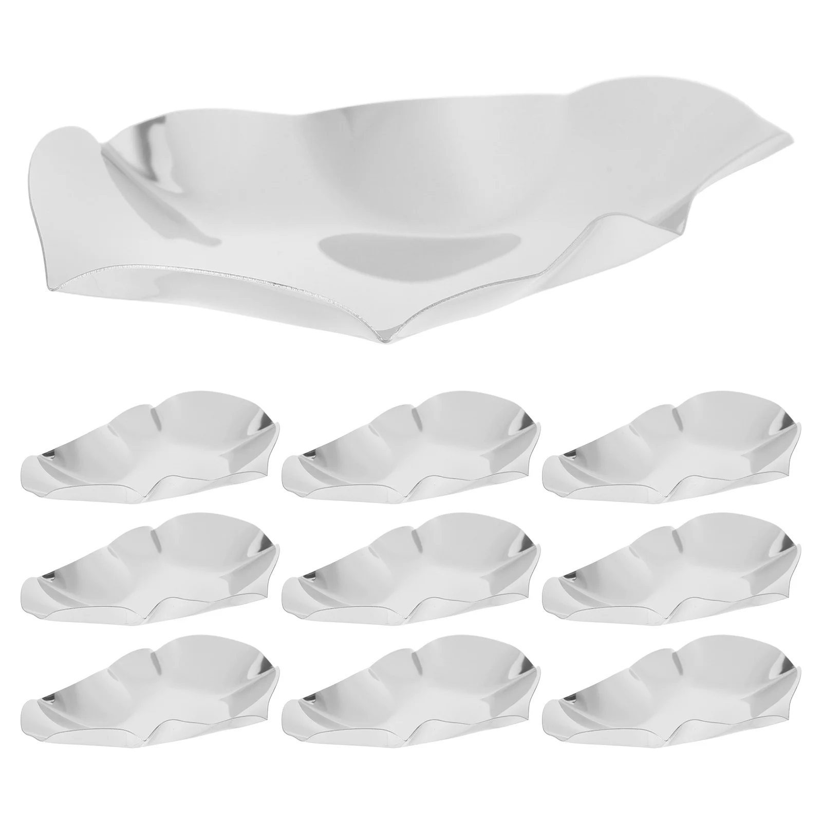 

10Pcs Stainless Steel Oyster Plate Heat Resistant Grillable Dish for Bbq Seafood Sauce Dipping Soy Ketchup Condiment Serving