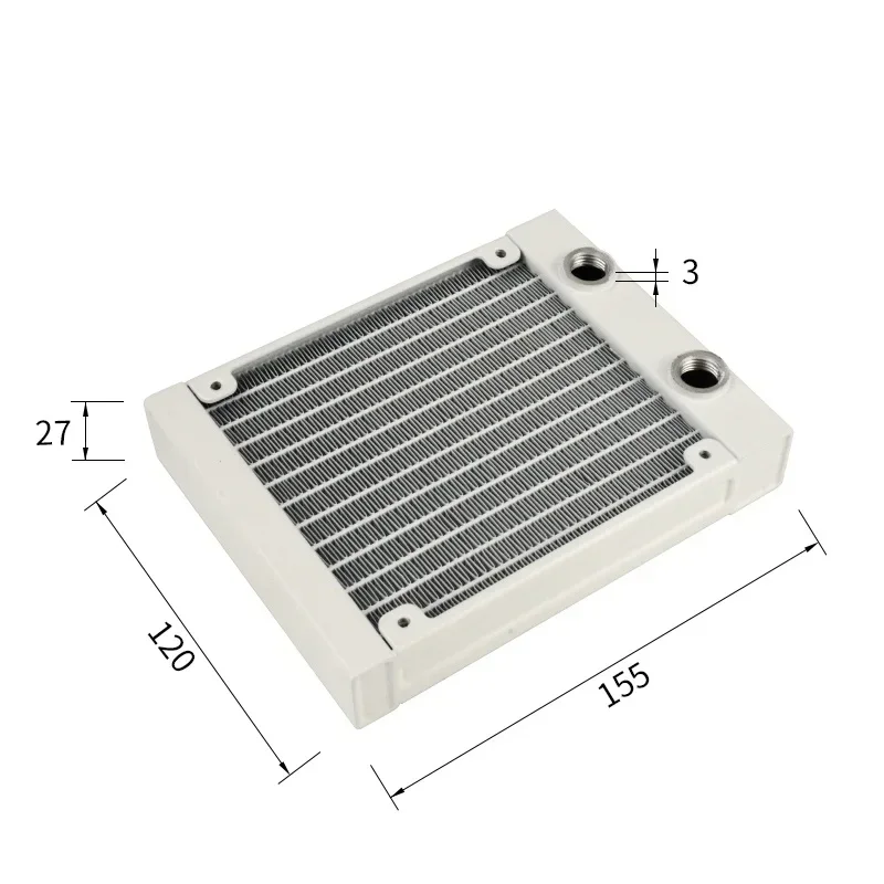 Syscooling White aluminum radiator120/240/360mm 27mm thickness G1/4 thread water cooling Heat Exchanger DIY cooling system