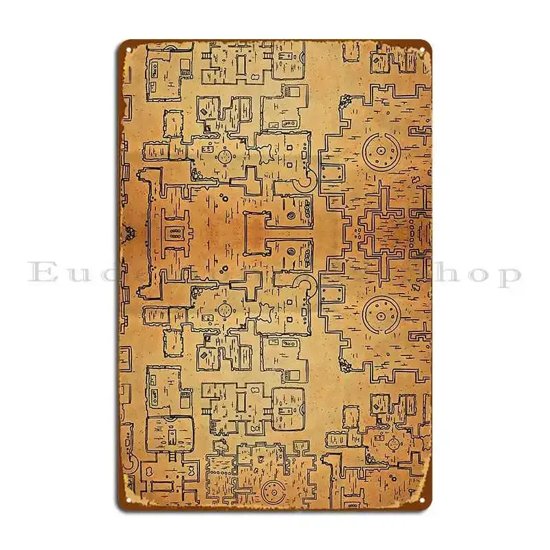 Tabletop Roleplaying Dungeon Map Metal Sign Funny Custom Wall Plaque Pub Cinema Tin Sign Poster