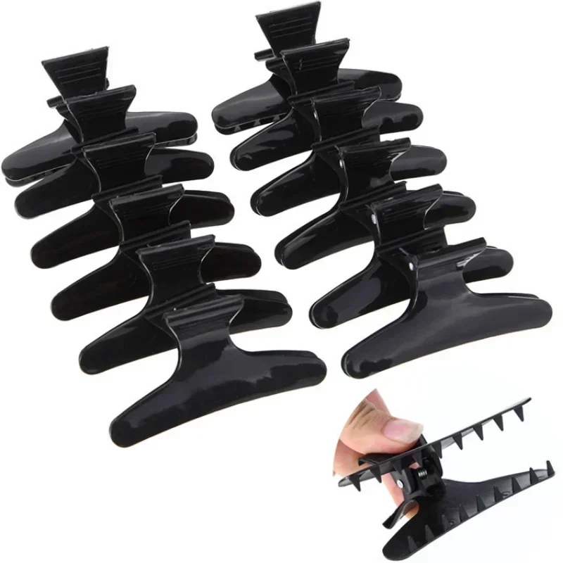 12pcs Black Butterfly Hairdressing Section Clips Women Girls Salon Hairdressing Accessories Hair Styling Holding Clamp Hair Claw