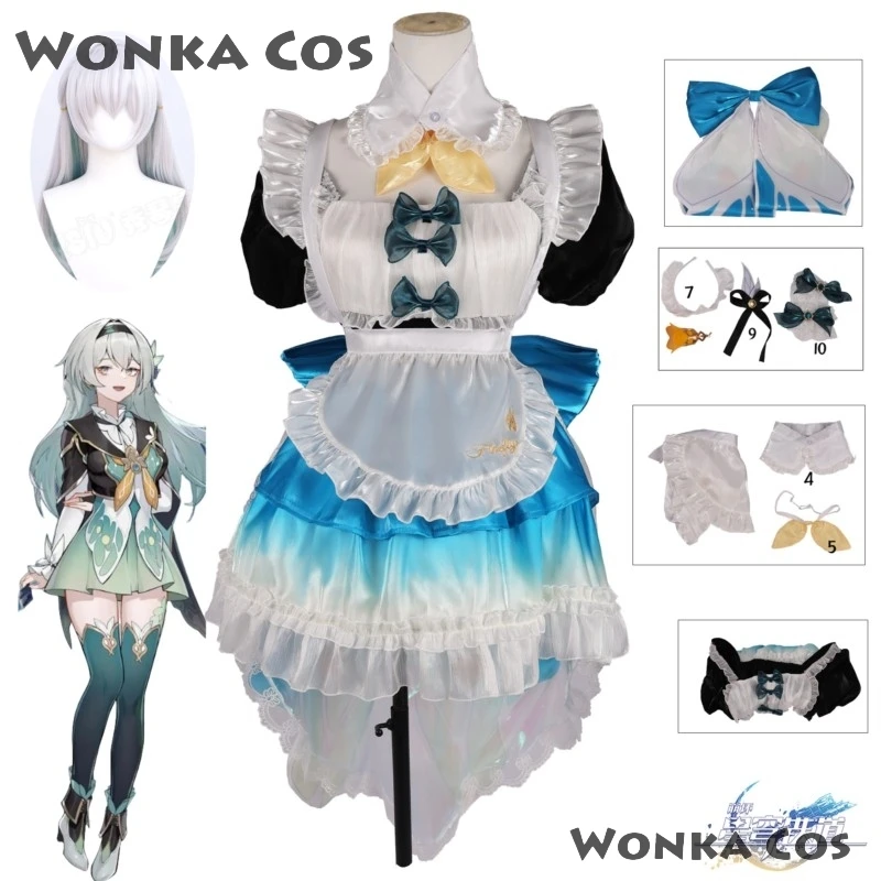 Game Honkai Star Rail Cosplay Firefly Cosplay Firefly Maid Dress Cosplay Lolite Costume Firefly Wig Women Halloween Costume