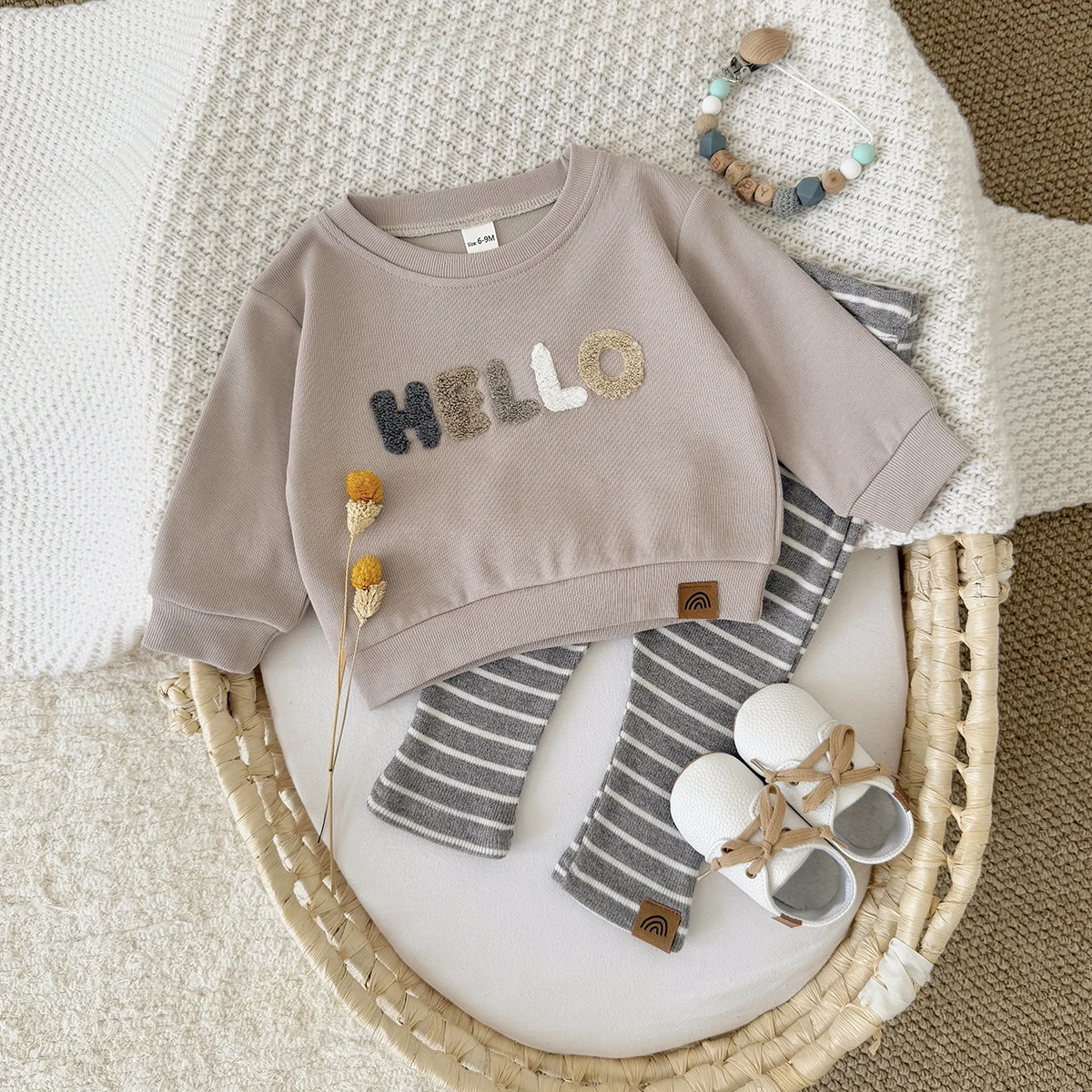

Baby Boy Clothes Set "HELLO" Letter Sweatshirt+Pant Child Long Sleeve Clothing Suit Casual Letter Pullover Baby Clothes