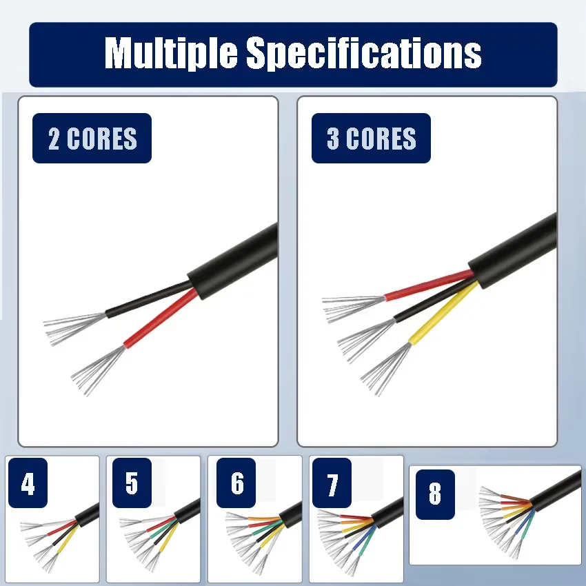 30FT 50FT UL2464  2 Core 3 Core Sheathed Wire Cable Copper Signal Cable 16AWG 18AWG US Stock Fast Shipping