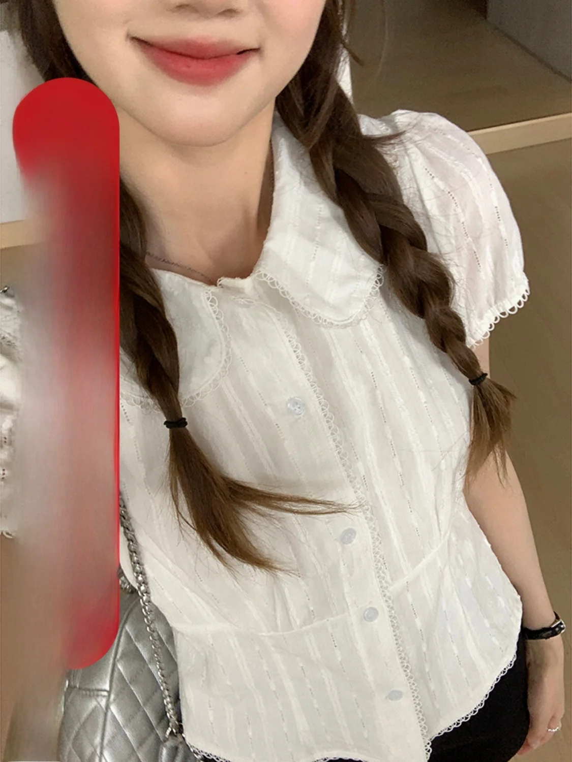 

Корейская летняя новинка: хлопковая смесь, нежный и милый стиль для девушек, с воротником-стойкой или воротником-стойкой с вырезом, для создания индивидуального образа.