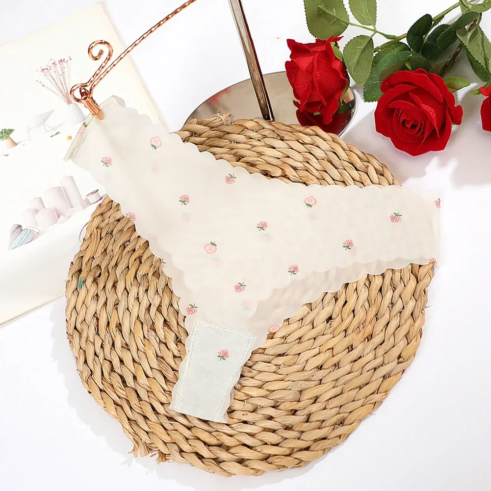 초박형 아이스 실크 웨이브 심리스 귀여운 소녀 속옷, 통기성 여성 티팬티