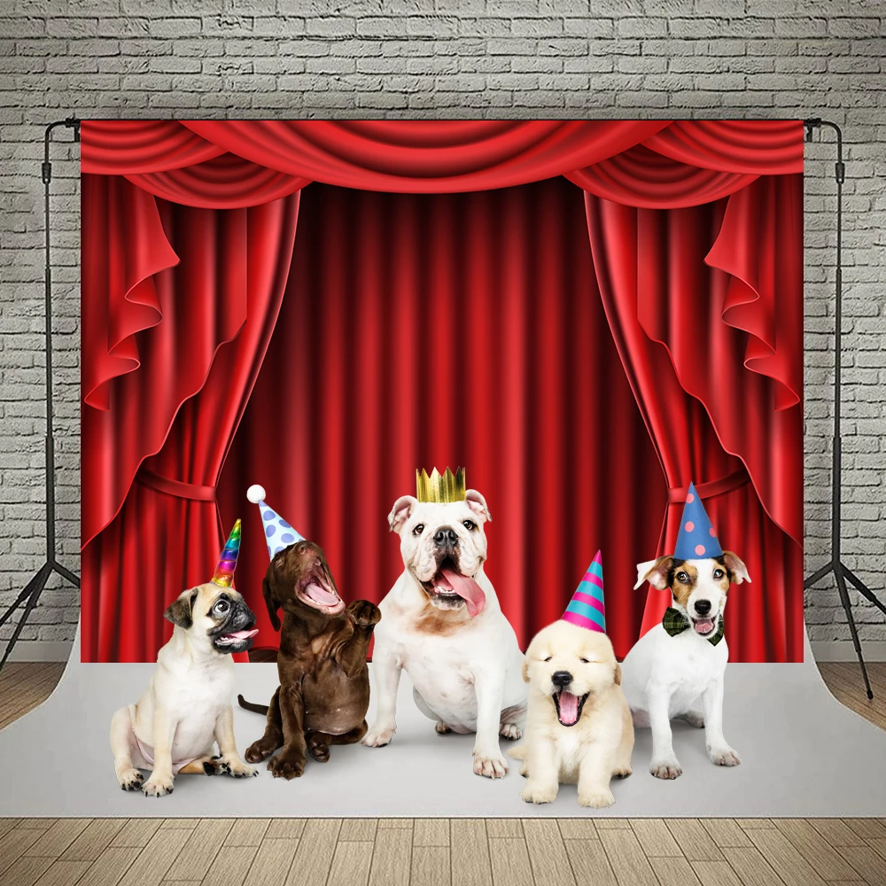 Bonvvie Photography Backdrops Red Blue Curtain Stage Light Baby Birthday Party Decor Photocall Background Photozone Photo Studio