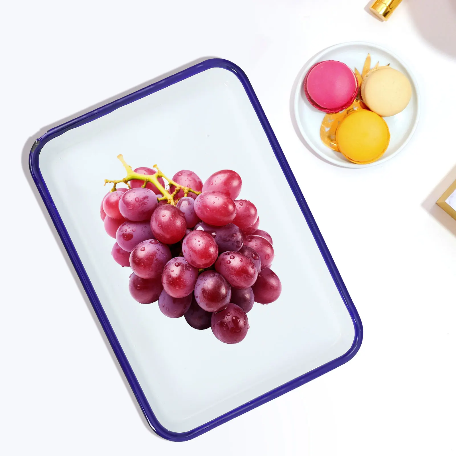 

White Porcelain Square Plate Enamel Tray Large Size Kitchen Laboratory Teaching Fruit Food Snack Decorative Smooth