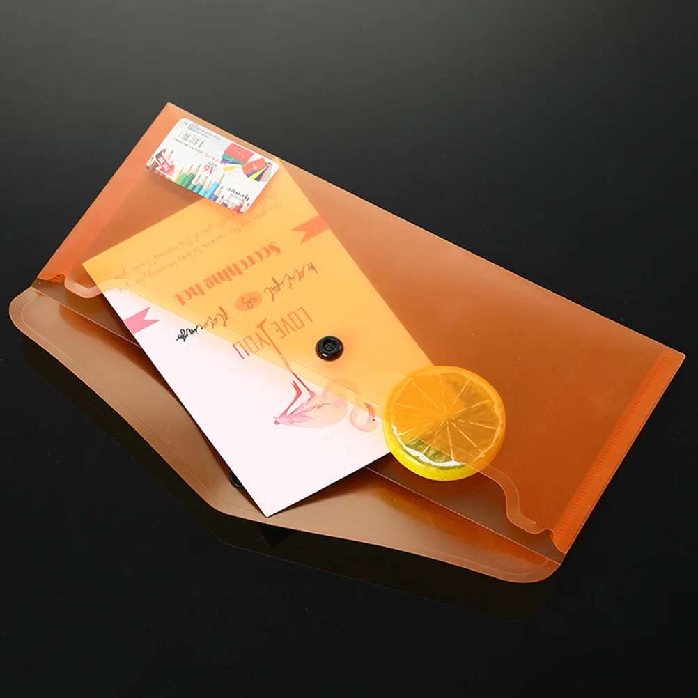 

6pcs Plastic Document Clear Envelope With Snap Button Storage Folder Organizer For School Office Home Use Clear Document