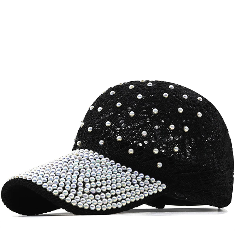 

Sequin Rhinestone Baseball Cap Women Hats For Women's Cap Adjustable mesh Baseball Hats Bone Dad Hat Female