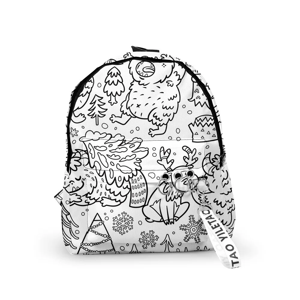 Classic New Christmas Notebook Backpacks Boys/Girls pupil School Bags 3D Print Keychains Oxford Waterproof Cute Small Backpacks