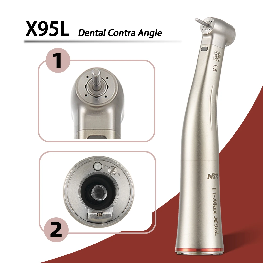 Push Button Dental 1:5 Increase Speed Handpiece for NSK Bearing Contra Angle Handpiece Spray Air On/Off Switch Fiber Red Ring