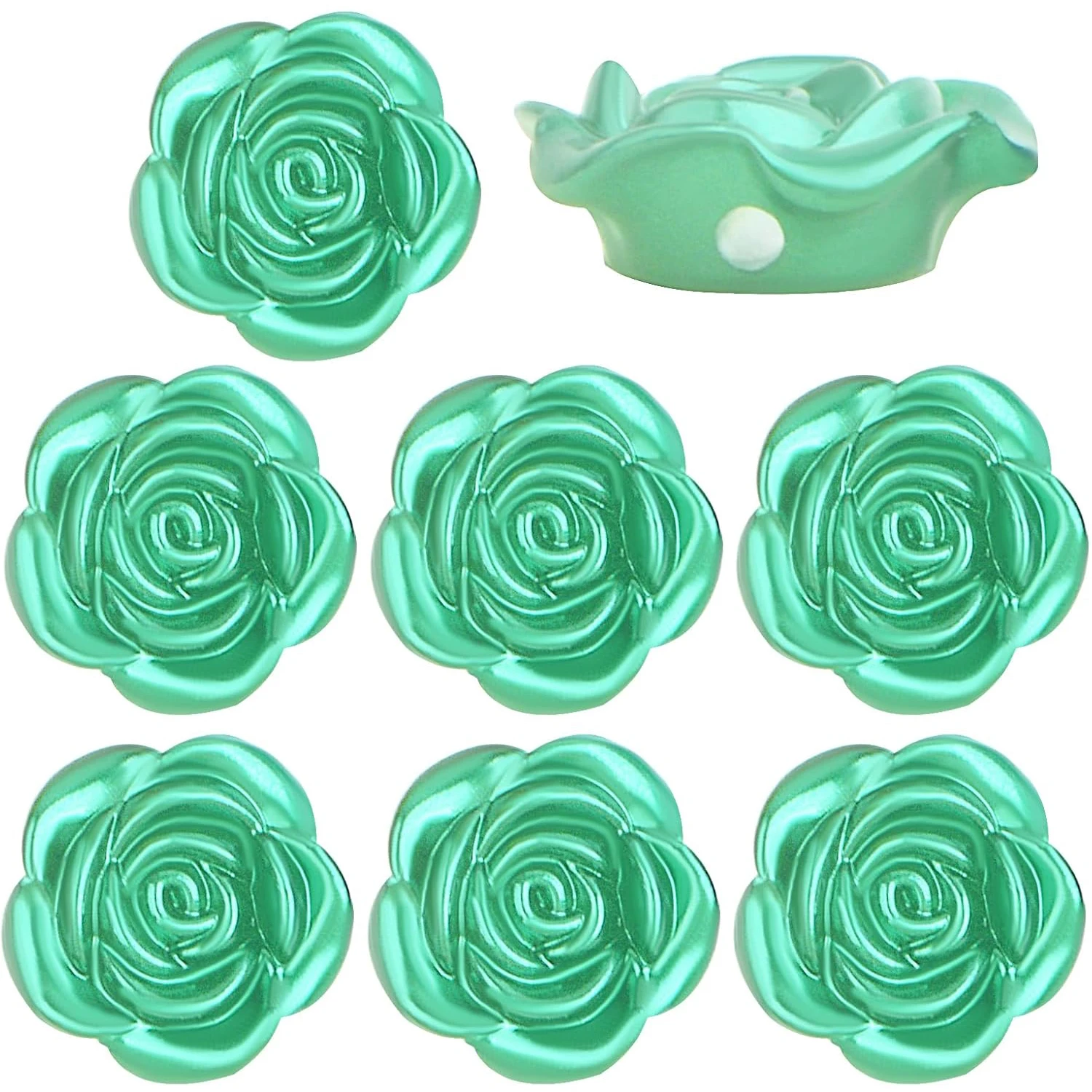 

100 шт. очаровательных бусин в форме розы, зеленые, из АБС-пластика, в форме цветка, разделительные бусины, плоские цветочные шармы, украшения для рукоделия