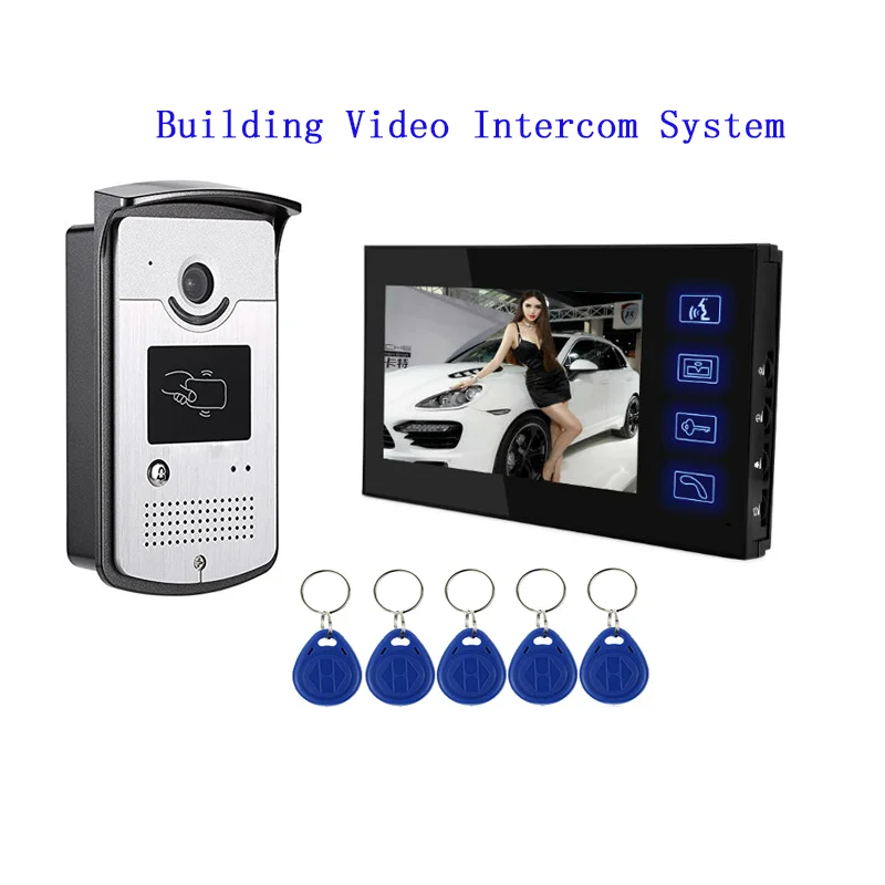 

SmartYIBA 7"Video Door Phone RFID Unlock Metal Case Camera IR Night Doorbell Visual Intercom Touch Key Doorbell Interphone Kits