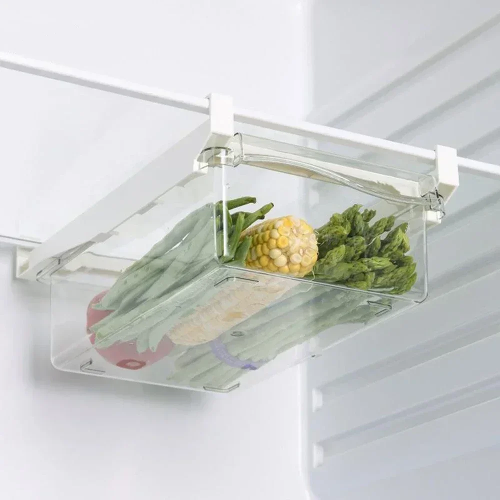 Transparent Fridge Organizer Fruit Egg Refrigerator Storage Box Under-shelf Refrigerator Drawer Box Fresh-keep Kitchen Organizer