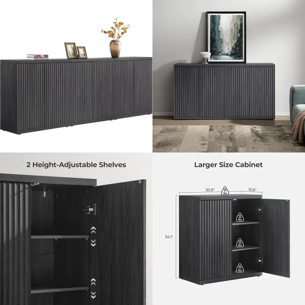 

Mid-Century Modern 3-Piece Accent Sideboard with Storage, Suitable for Living Room, Kitchen, Dining Room, and Hallway