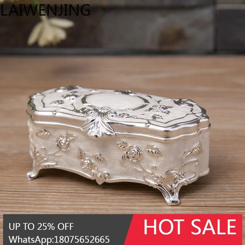 

MJY scandinavian Light Luxury Vintage Jewelry Box Silver Plated Jewelry Storage Box