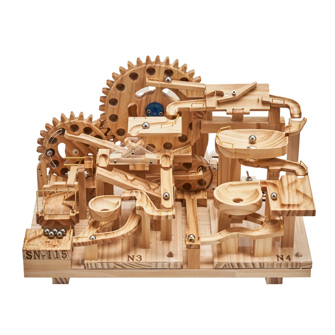 Wood Puzzle STEM Toy Bricks Set Maze Balls Assembling Block 3D Wooden Marble Run Brain Game Educational Toys For Kids Adults