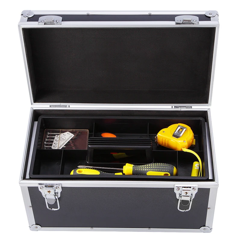 The aluminum box with 2 locks and the multi-function tool box is divided into multiple layers