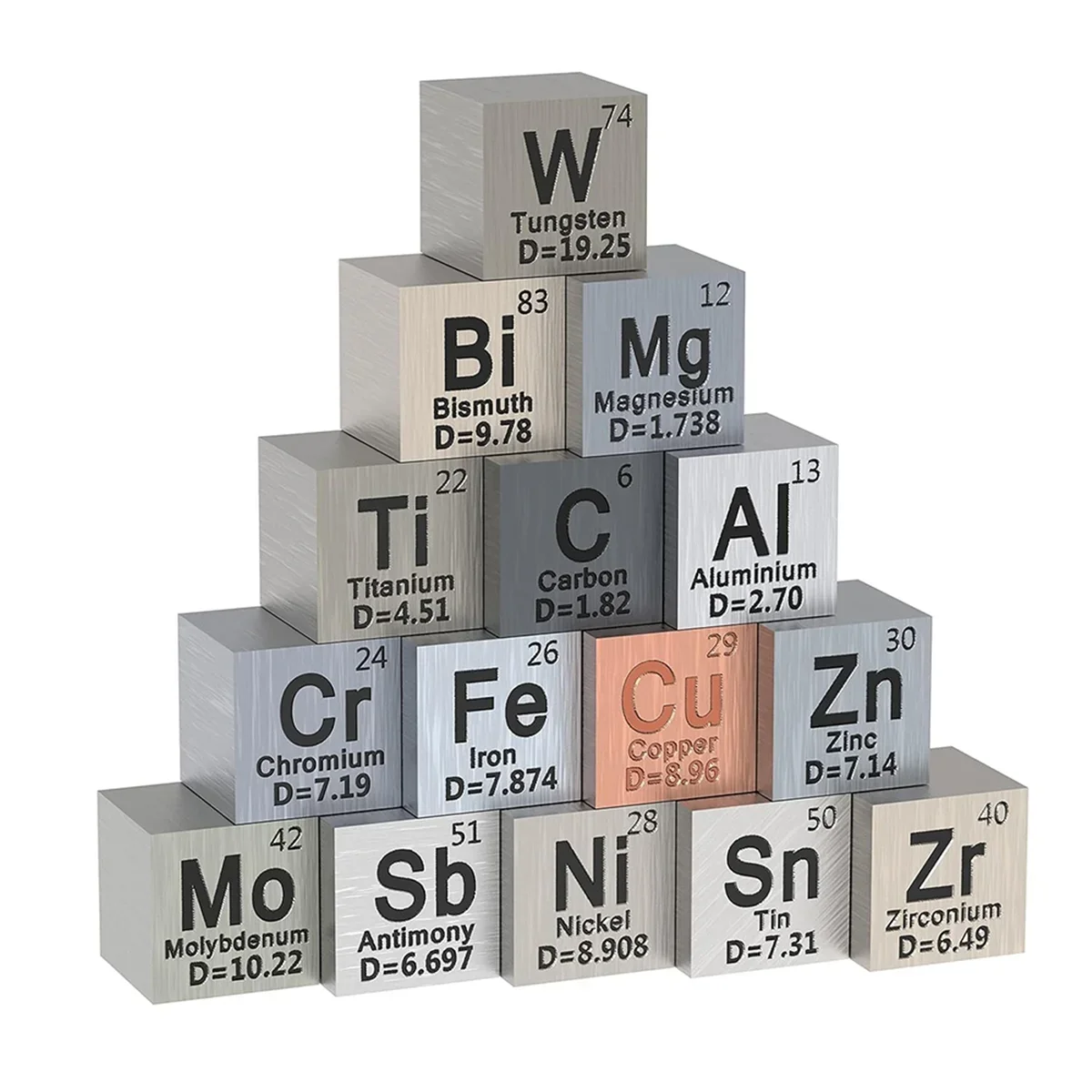 15Piece Metal Elements Cubes -Density Cube Set For 1 Periodic Table Of Elements Collection - Pure Tungsten Cube (10 Mm) Durable